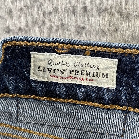 Levis Premium Wedgie Jeans Womens 28 Button Fly Mid Rise Denim Dark Wash - Picture 4 of 11